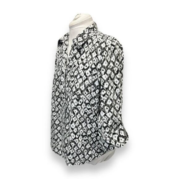Cathy Daniels Womens XXL Black & White Abstract Pattern Button-Up Shirt - Picture 3 of 9
